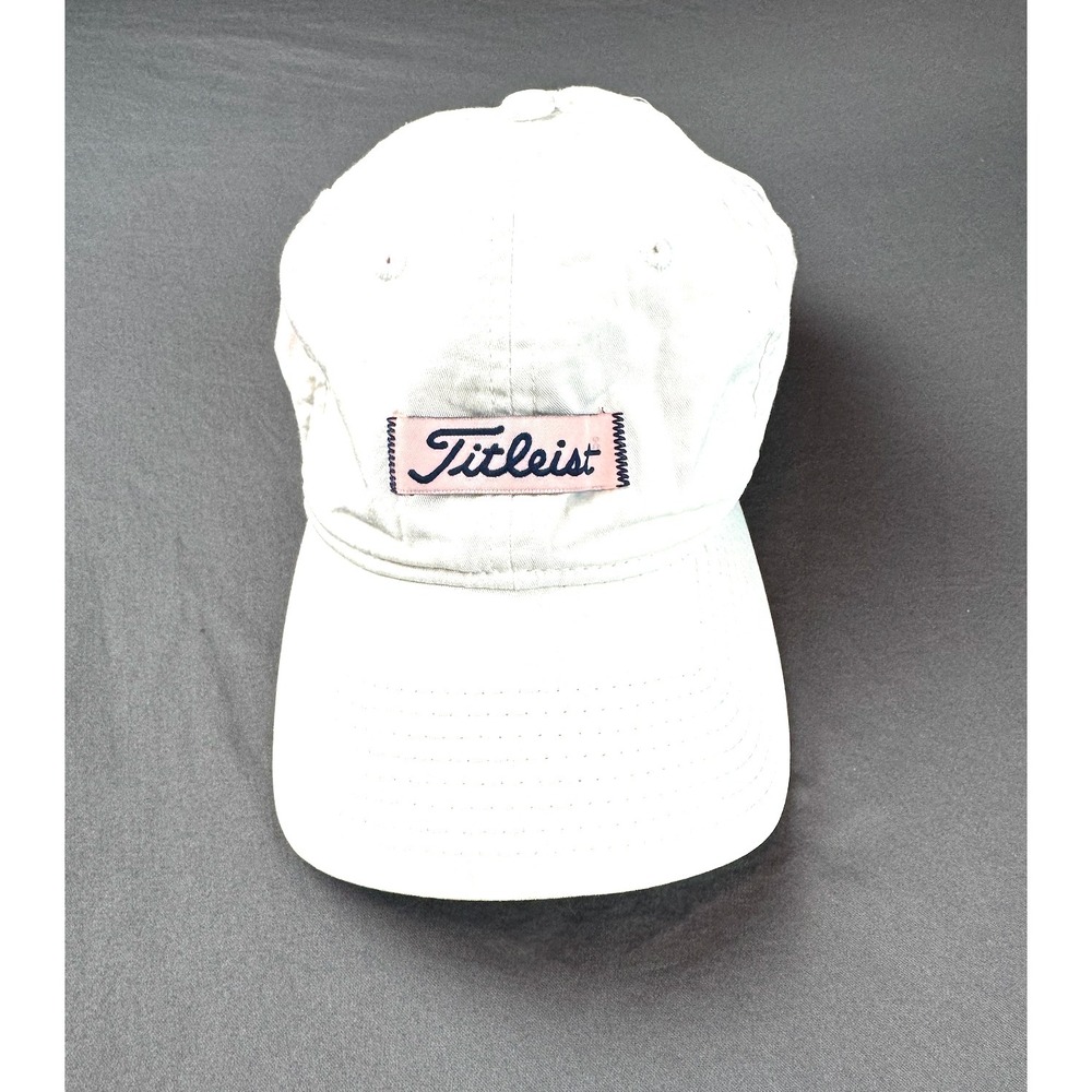 Titleist Womens White Pink Logo Patch Golf Hat Adjustable Dad Cap Strapback